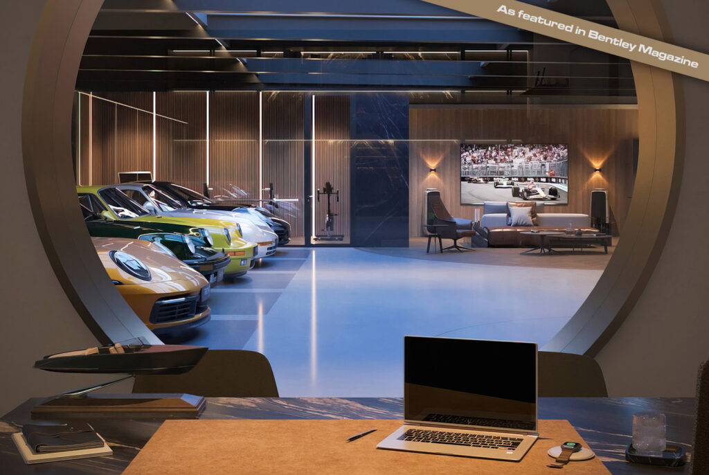 Automotive Living: Project "Car-Loft" - Private Car Showroom with Porsche Collection, Lounge Area and Architectural Lighting as an Automotive Living Concept